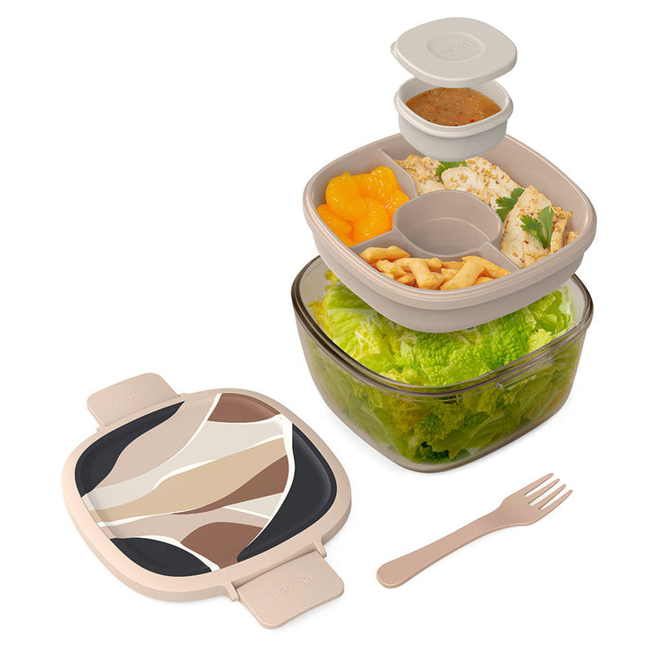 Bentgo Glass Prints All-in-One Salad Container X3